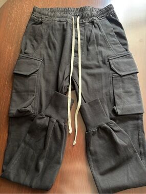 Rick Owens Black Cargo Joggers with Contrast Drawstring